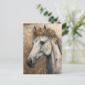 Pferd mit einer Blume-Kronenkrone Postkarte (Stehend Vorderseite)