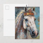 Pferd mit einer bunten Krone Postkarte (Vorne/Hinten)