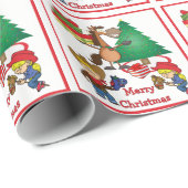 Pferd mit Geschenken und Stick Horse Kids Geschenk Geschenkpapier (Rolleneckpunkt)