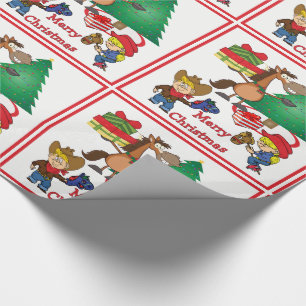 Pferd mit Geschenken und Stick Horse Kids Geschenk Geschenkpapier