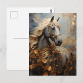 Pferd mit Golden Halter Postkarte (Vorne/Hinten)
