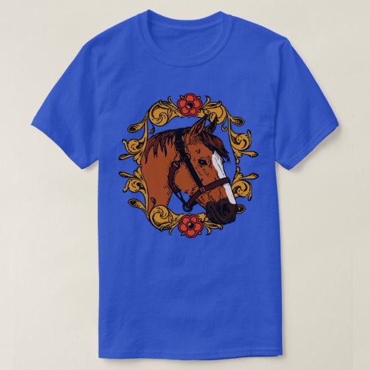 Pferd mit goldenem Rahmen T-Shirt (Design vorne)