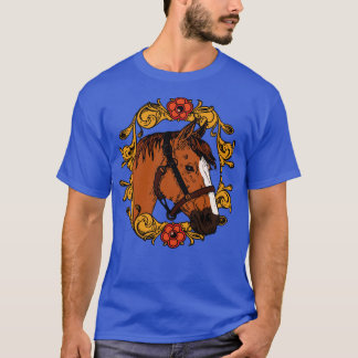 Pferd mit goldenem Rahmen T-Shirt