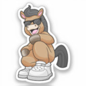 Pferd mit großen Schuhen Aufkleber (Vorderseite)