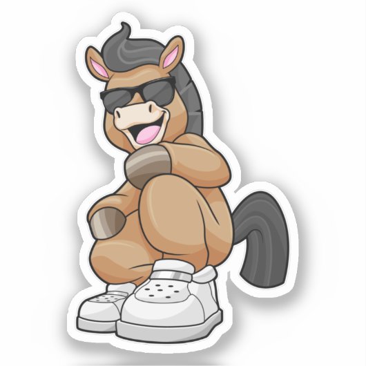 Pferd mit großen Schuhen Aufkleber (Vorderseite)