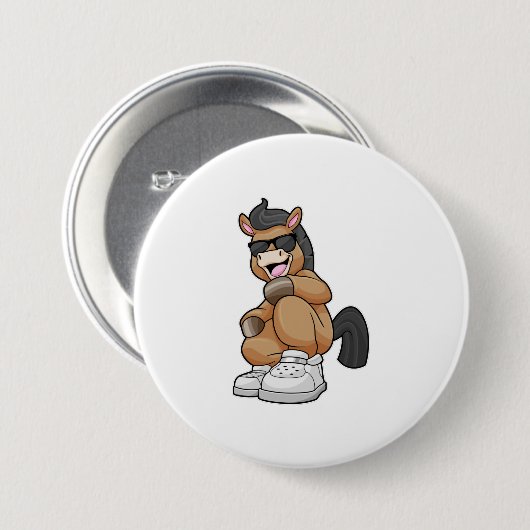 Pferd mit großen Schuhen Button (Vorne & Hinten)