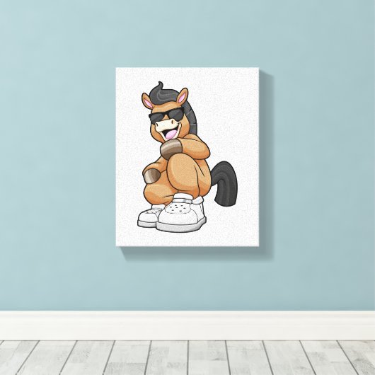 Pferd mit großen Schuhen Leinwanddruck (Insitu (Holzboden))