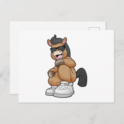 Pferd mit großen Schuhen Postkarte (Vorne/Hinten)