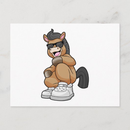 Pferd mit großen Schuhen Postkarte (Vorderseite)