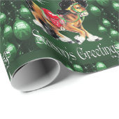 Pferd mit Grün verziert das Greetin der grünen Geschenkpapier (Rolleneckpunkt)