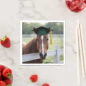 Pferd mit grüner Abschlussmütze Serviette (Beispiel)