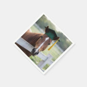 Pferd mit grüner Abschlussmütze Serviette (Ecke)