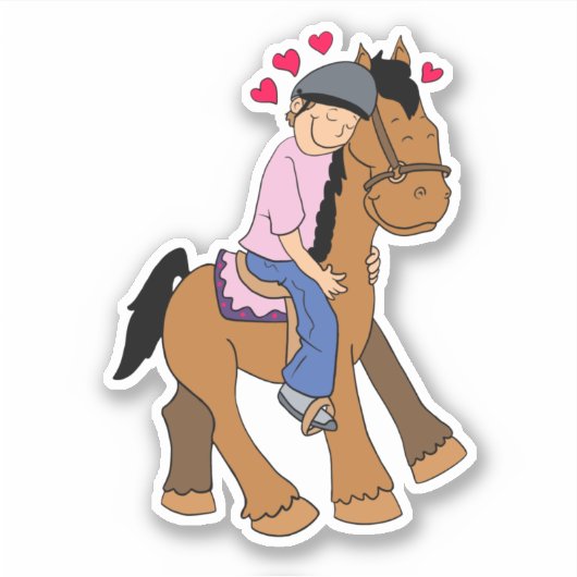 Pferd mit Herz rosa Rider Sticker (Vorderseite)
