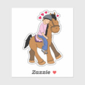 Pferd mit Herz rosa Rider Sticker (Blatt)