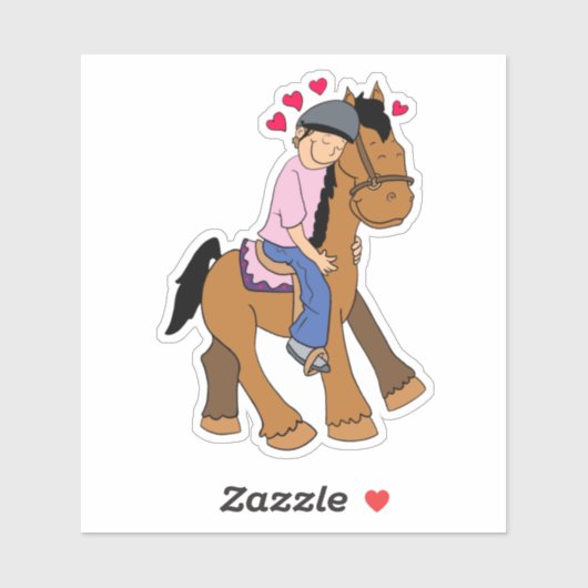 Pferd mit Herz rosa Rider Sticker (Blatt)