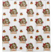 Pferd mit Holiday Wreath und fröhliches Weihnachts Duschvorhang (Vorderseite)