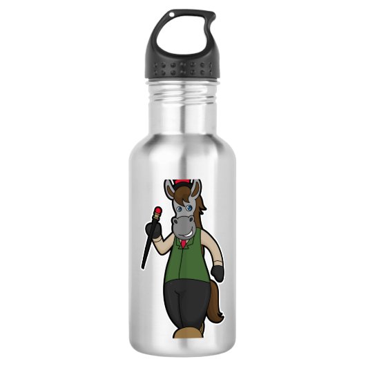 Pferd mit Hut & Kane Edelstahlflasche (Vorderseite)