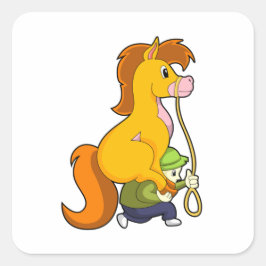 Pferd mit Junge.PNG Quadratischer Aufkleber