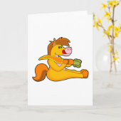 Pferd mit Karotte Karte (Gelbe Blume)