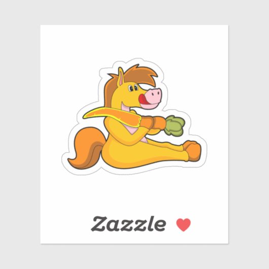 Pferd mit Karrot Aufkleber (Blatt)