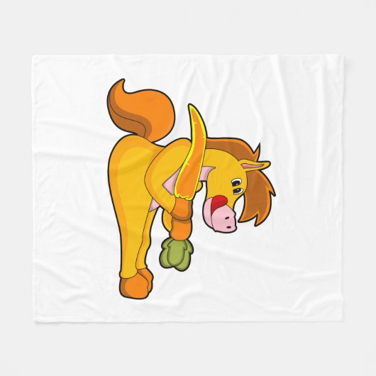 Pferd mit Karrot Fleecedecke (Vorderseite (Horizontal))