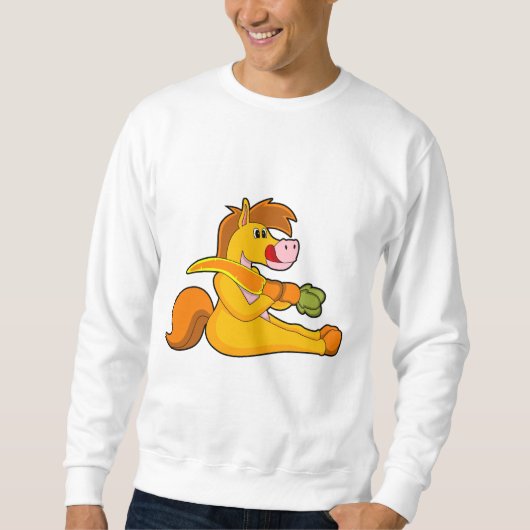 Pferd mit Karrot Sweatshirt (Vorderseite)