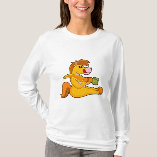 Pferd mit Karrot T-Shirt (Vorderseite)