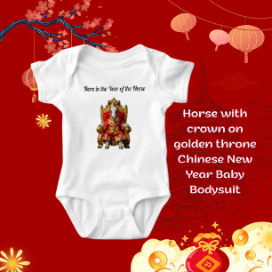 Pferd mit Krone auf goldenem Thron Chinesisches Ne Baby Strampler
