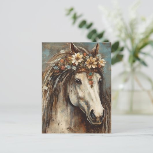 Pferd mit Krone Postkarte (Stehend Vorderseite)