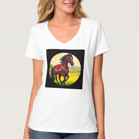 Pferd mit lebhaftem Hintergrund T-Shirt (Vorderseite)