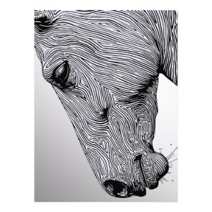 Pferd mit minimalistischer Liniengrafik, inspirier Fotodruck