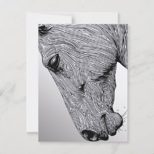 Pferd mit minimalistischer Liniengrafik, inspirier Postkarte