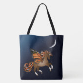 Pferd mit Monarchen-Schmetterlingsflügeln und Mond Tasche (Rückseite)