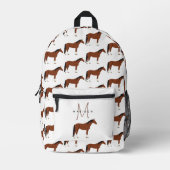 Pferd Mit Monogramm zurück zur Schule Bedruckter Rucksack (Vorderseite)