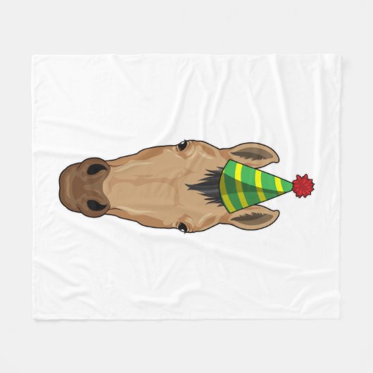 Pferd mit Party-Hut Fleecedecke (Vorderseite (Horizontal))