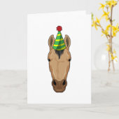 Pferd mit Party-Hut Karte (Gelbe Blume)