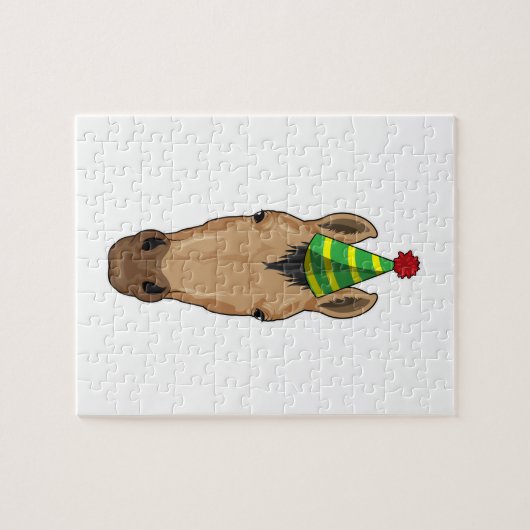 Pferd mit Party-Hut Puzzle (Horizontal)