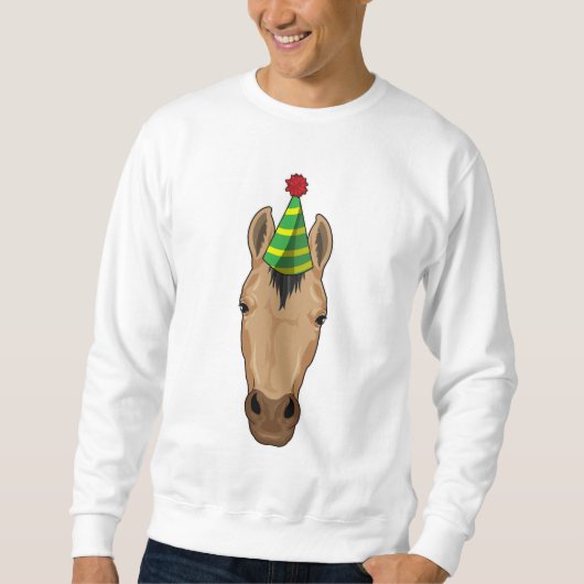 Pferd mit Party-Hut Sweatshirt (Vorderseite)