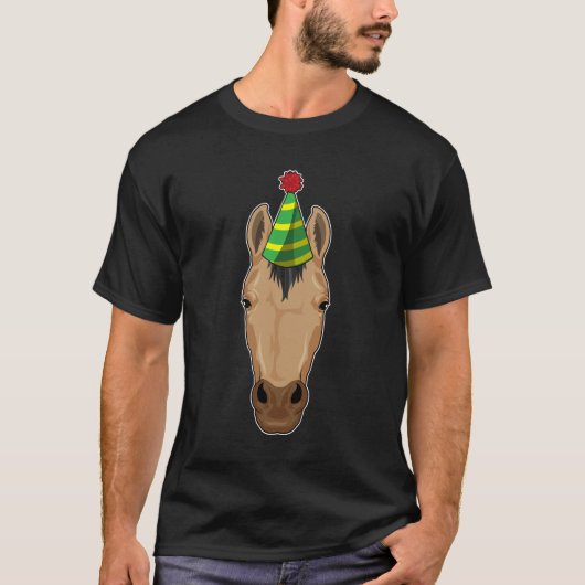 Pferd mit Party-Hut T-Shirt (Vorderseite)