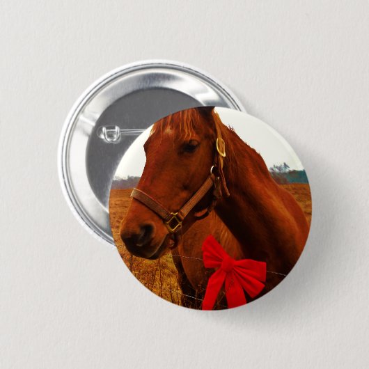 Pferd mit Red Bow Button (Vorne & Hinten)