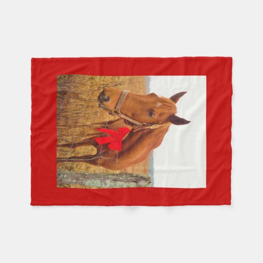 Pferd mit Red Bow Fleecedecke (Vorderseite (Horizontal))