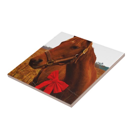 Pferd mit Red Bow Fliese (Seite)