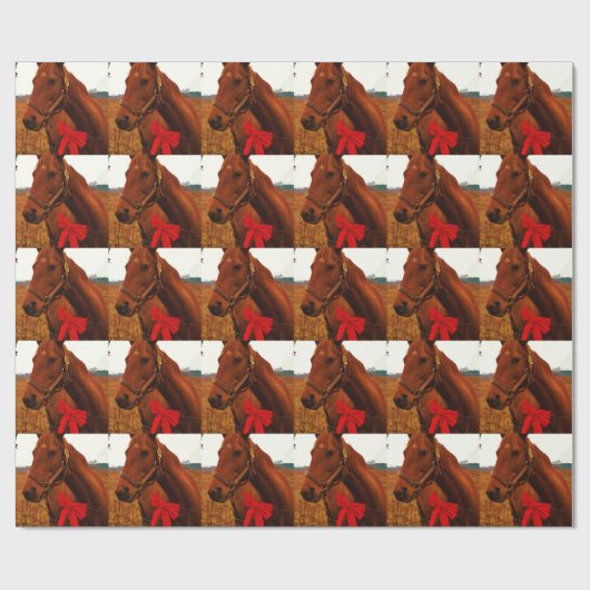 Pferd mit Red Bow Geschenkpapier (Flach)