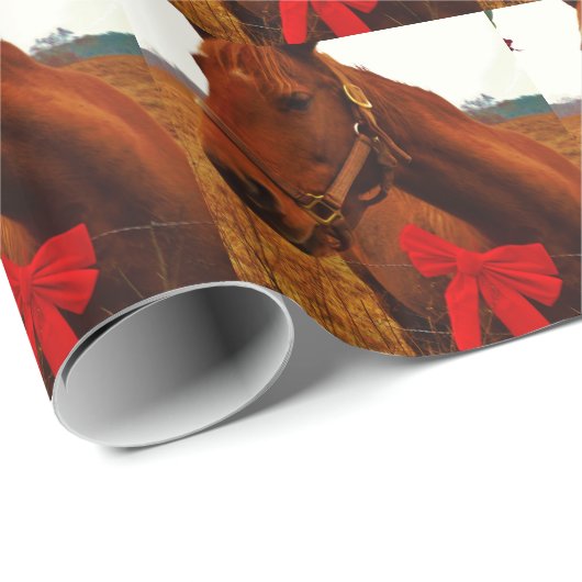 Pferd mit Red Bow Geschenkpapier (Rolleneckpunkt)