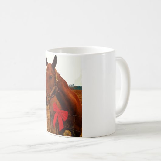 Pferd mit Red Bow Kaffeetasse (VorderseiteRechts)