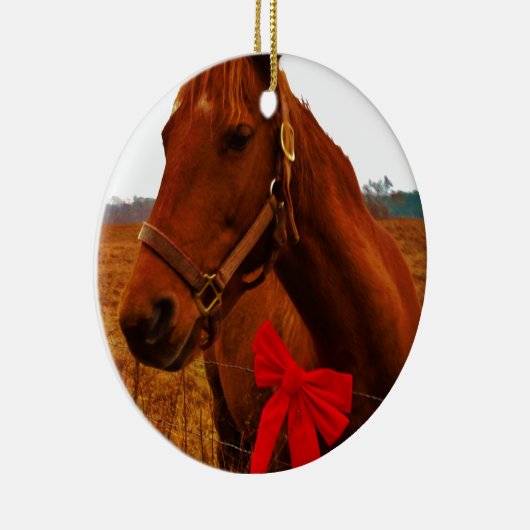 Pferd mit Red Bow Keramikornament (Rechts)