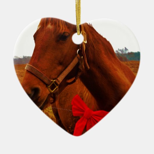 Pferd mit Red Bow Keramikornament (Vorne)