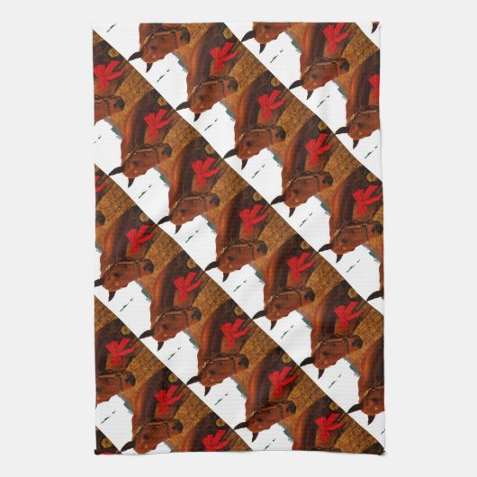 Pferd mit Red Bow Küchentuch (Vertikal)