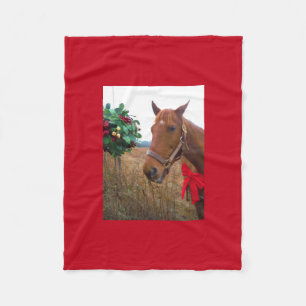 Pferd mit Red Bow Mistletoe Fleecedecke