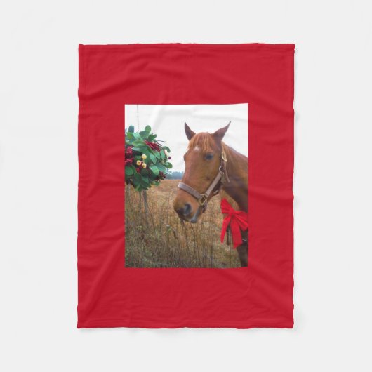 Pferd mit Red Bow Mistletoe Fleecedecke (Vorderseite)